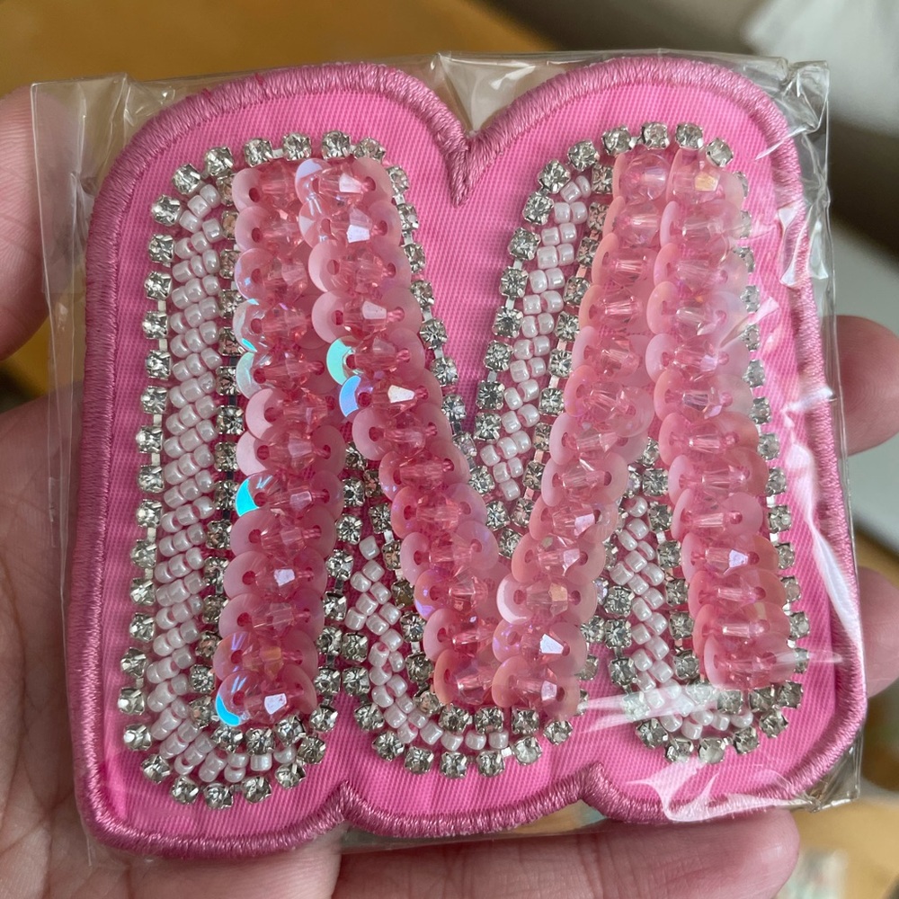 NWT Stoney Clover Lane embellished Letter M Patch Pink